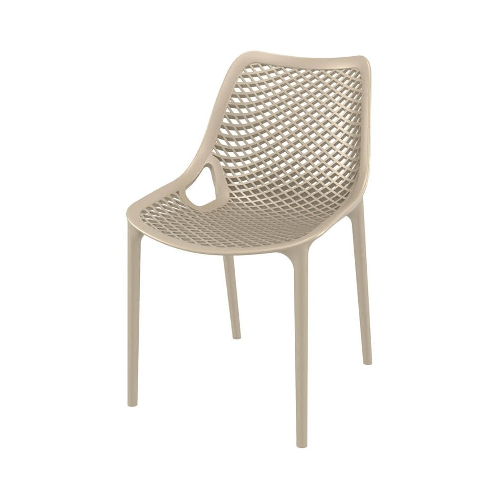 Taupe PP Plastic Chair with Hollow Out Design