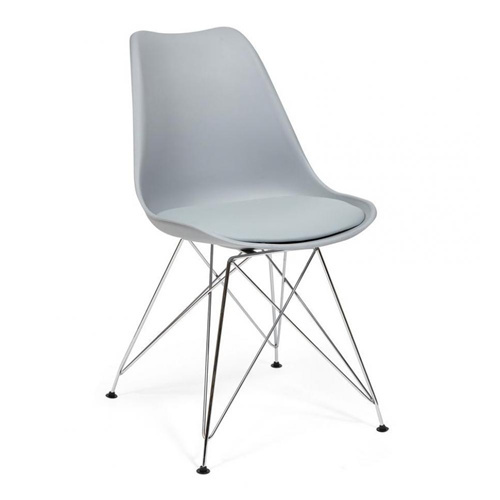 Warm grey plastic chair with padded