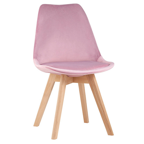 Pink Velvet Cafe Chair with wood legs