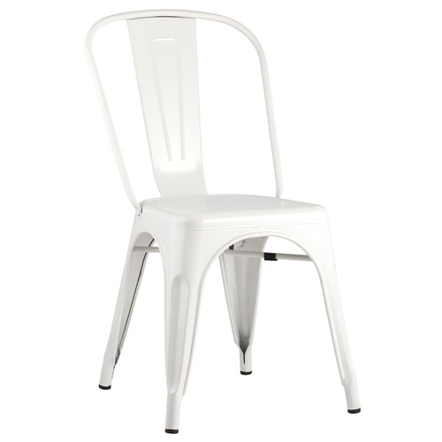 White Metal Stackable Tolix Style Dining Chair