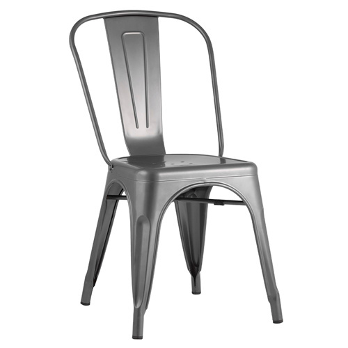 Tolix Style Silver Metal Cafe Chair