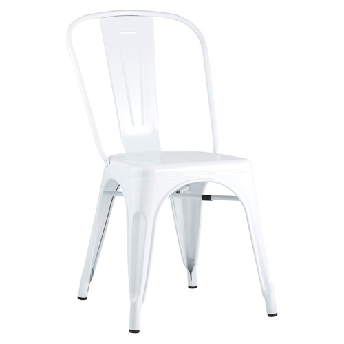 Snow white stackable metal cafe chair