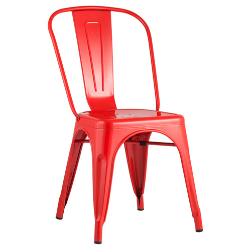 Red Metal Stackable Tolix Dining Chair