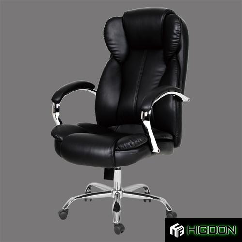 Black Faux Leather Office Chair with Armrest