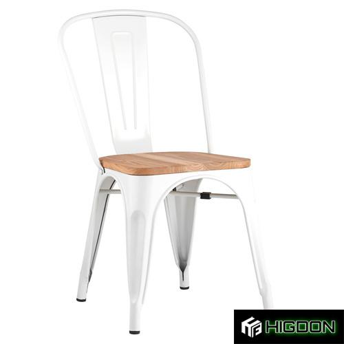 White Metal Cafe Chair With Wood Board