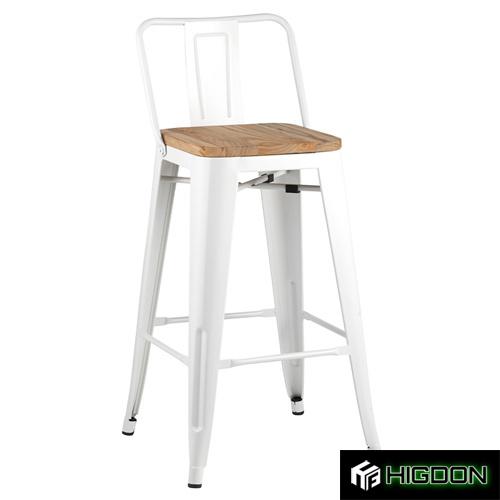 White Metal Bar Chair With Wood Board