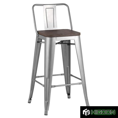 Silver Metal Bar Chair with Wood Board