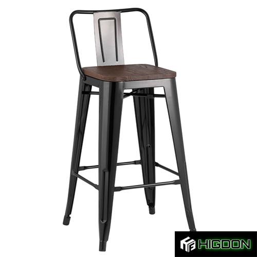 Black Metal Bar Chair With Wood Board