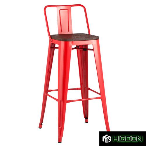 Red Metal Tolix Style Bar Stool 