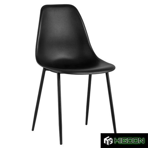 Black dining chair with metal feet