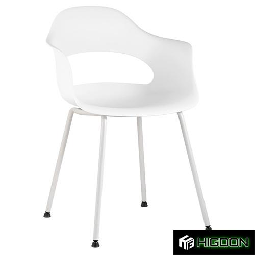 White PP Material Armchair with Metal Feet