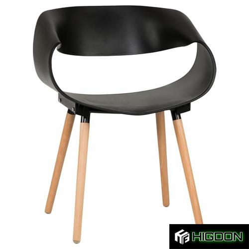 Black Plastic Armchair With Wood Legs