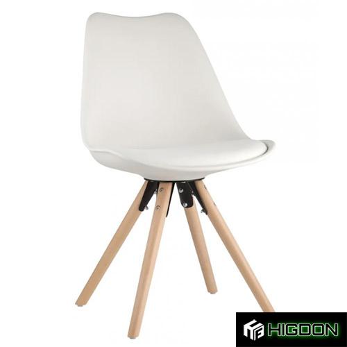 White Scandinavian Chair With Wood Feet