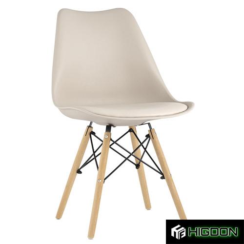 Beige Cushioned Plastic Dining Chair