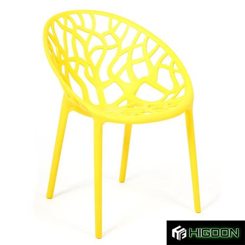 Stackable Yellow Plastic Garden Armchair