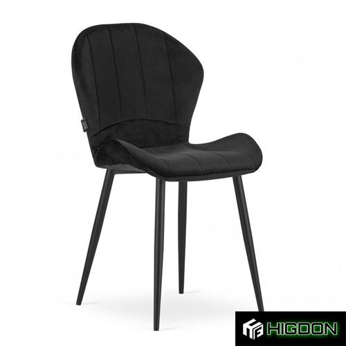 Black Velvet Dining Chair with Metal Legs