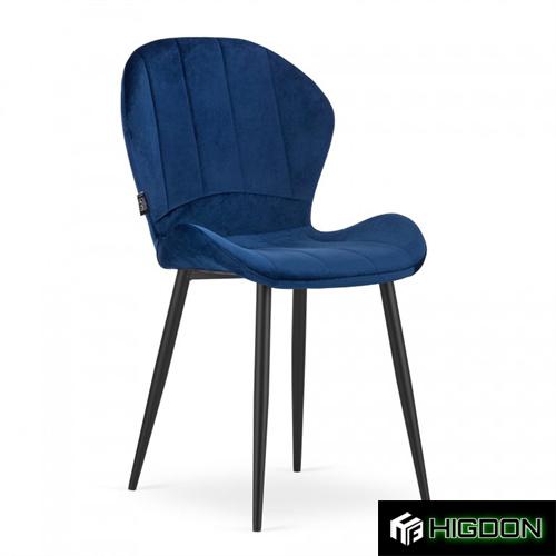 Navy Blue Velvet Dining Chair with Metal Legs