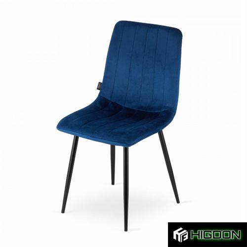 Navy Blue Velvet Dining Chair with Metal Legs