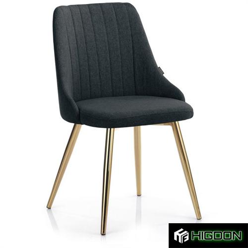  Luxurious Dark Grey Fabric Dining Chair with Golden Metal Legs