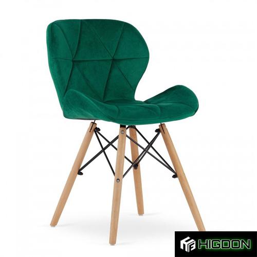 Forest Green Tufted Velvet Dining Chair with Eiffel Wood Legs