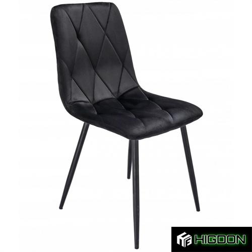 Black Velvet Dining Chair with Metal Feet