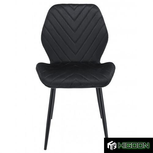 Black velvet upholstery dining chair with sleek metal legs