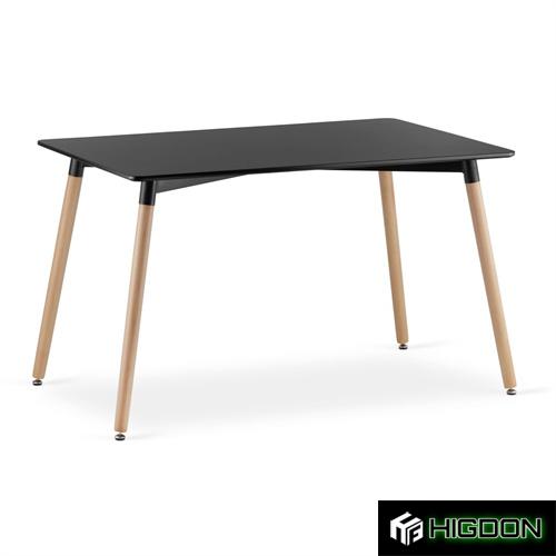 MDF Painted Tabletop Rectangle Black Dining Table with Wood Legs