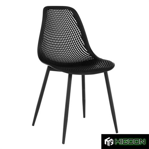 Black Hollow Out PP Plastic Chair with Metal Feet