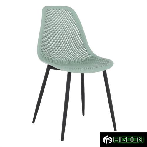 Green Hollow Out PP Seat Chair with Metal Feet