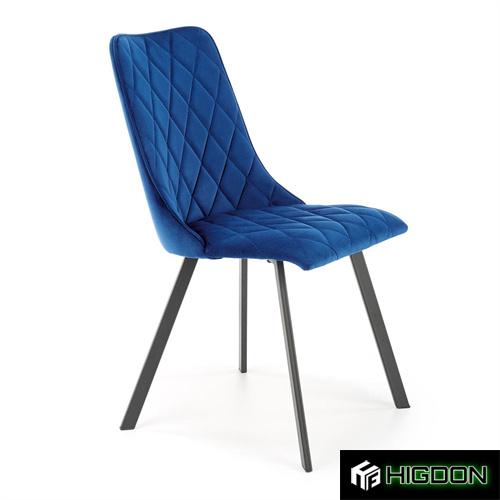 Dark Blue Velvet Dining Chair with Metal Feet