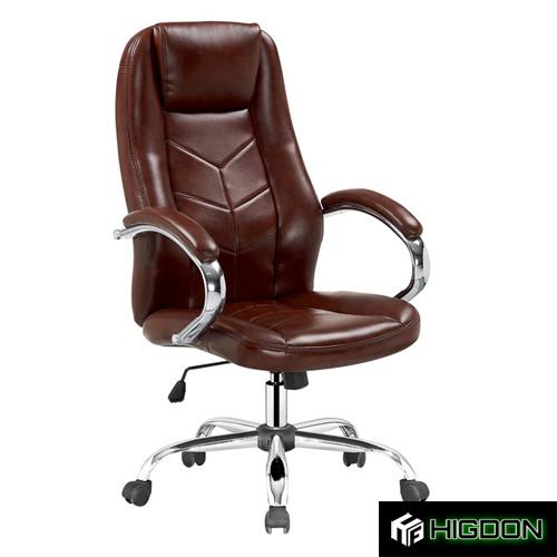 Dark brown faux leather office chair