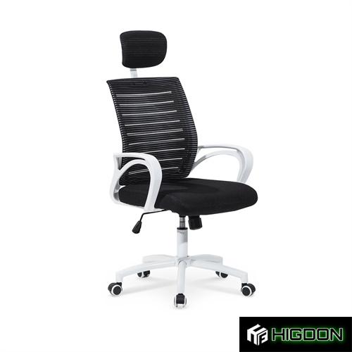 Black Mesh Office Chair with a stylish white metal base