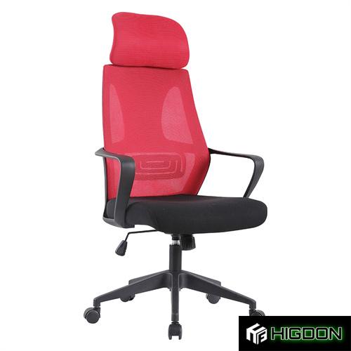 Red Mesh Office Chair with Chromed Metal Base