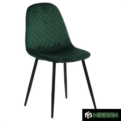 Dark Green Armless Velvet Dining Chair