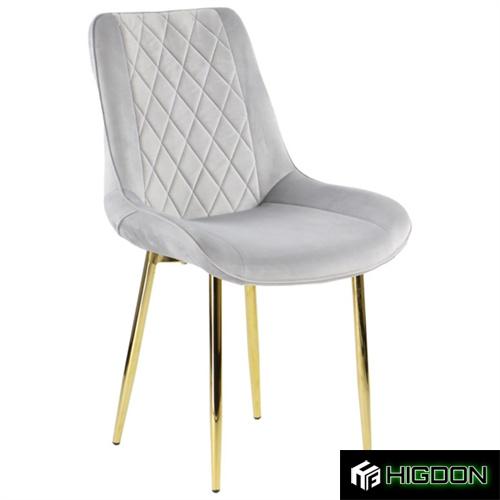 Light Grey Velvet Armless Dining Chair with Golden Metal Legs