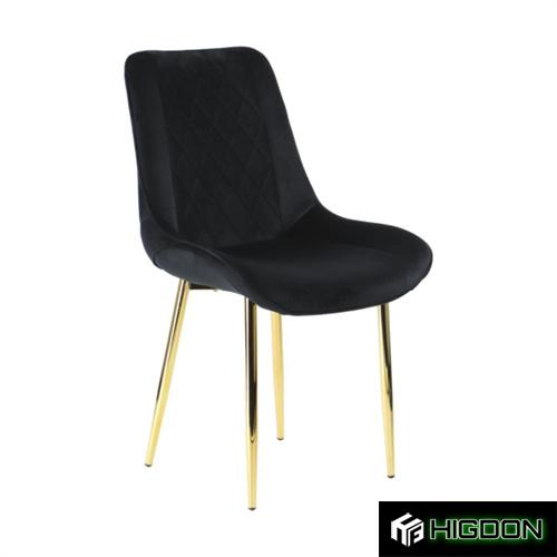 Black Armless Velvet Dining Chair with stunning golden metal legs