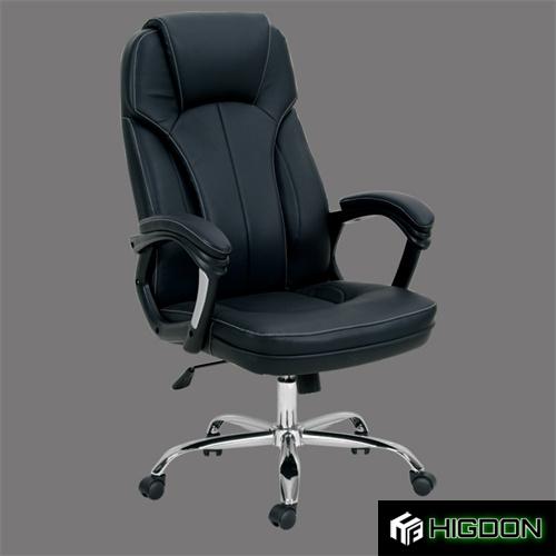 Black faux leather office chair