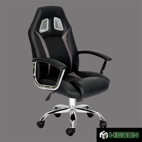 Faux leather office chair with metal armrests