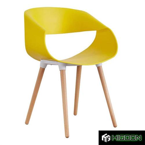 Modern Plastic Armchair With Wood Legs