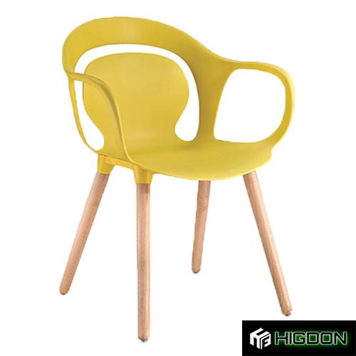 Plastic Armchair with Wood Feet