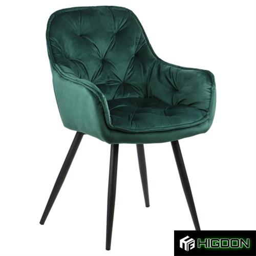 Dark green tufted velvet dining armchair