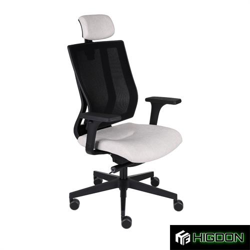 Black Net Back Office Chair with Light Grey Fabric Seat