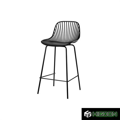 Black plastic bar stool with footrest