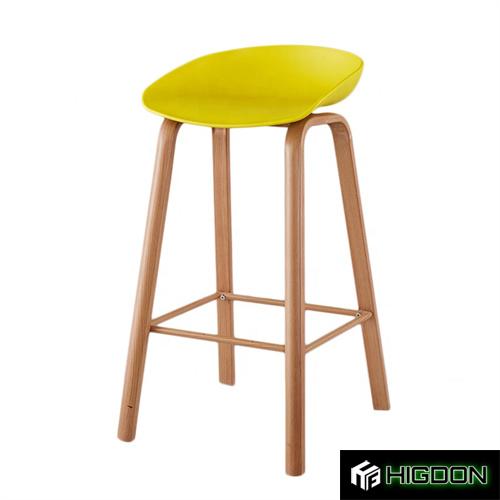 Designer plastic bar stool with metal feet