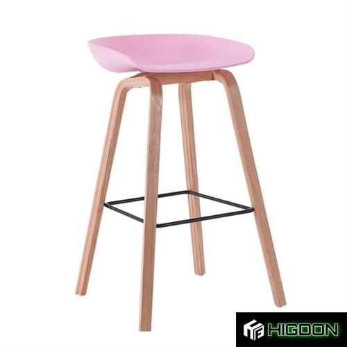 Designer Plastic Bar Stool With Wood Feet