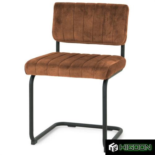 Brown Velvet Dining Chair with Metal Legs