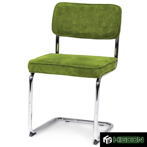 Green Fabric Dining Chair with a sleek chromed metal frame