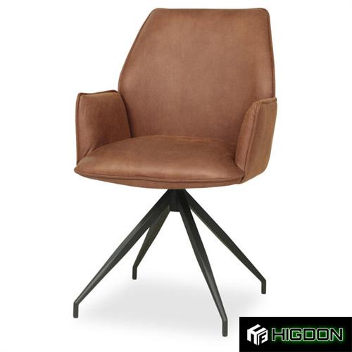 Brown Fabric Dining Armchair