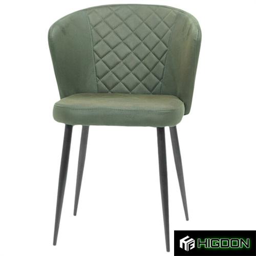 Dark Green Fabric Dining Chair with Metal Legs