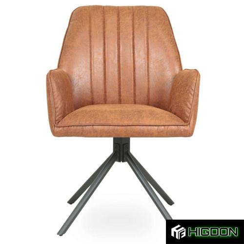 Brown Fabric Armchair with Metal Stand